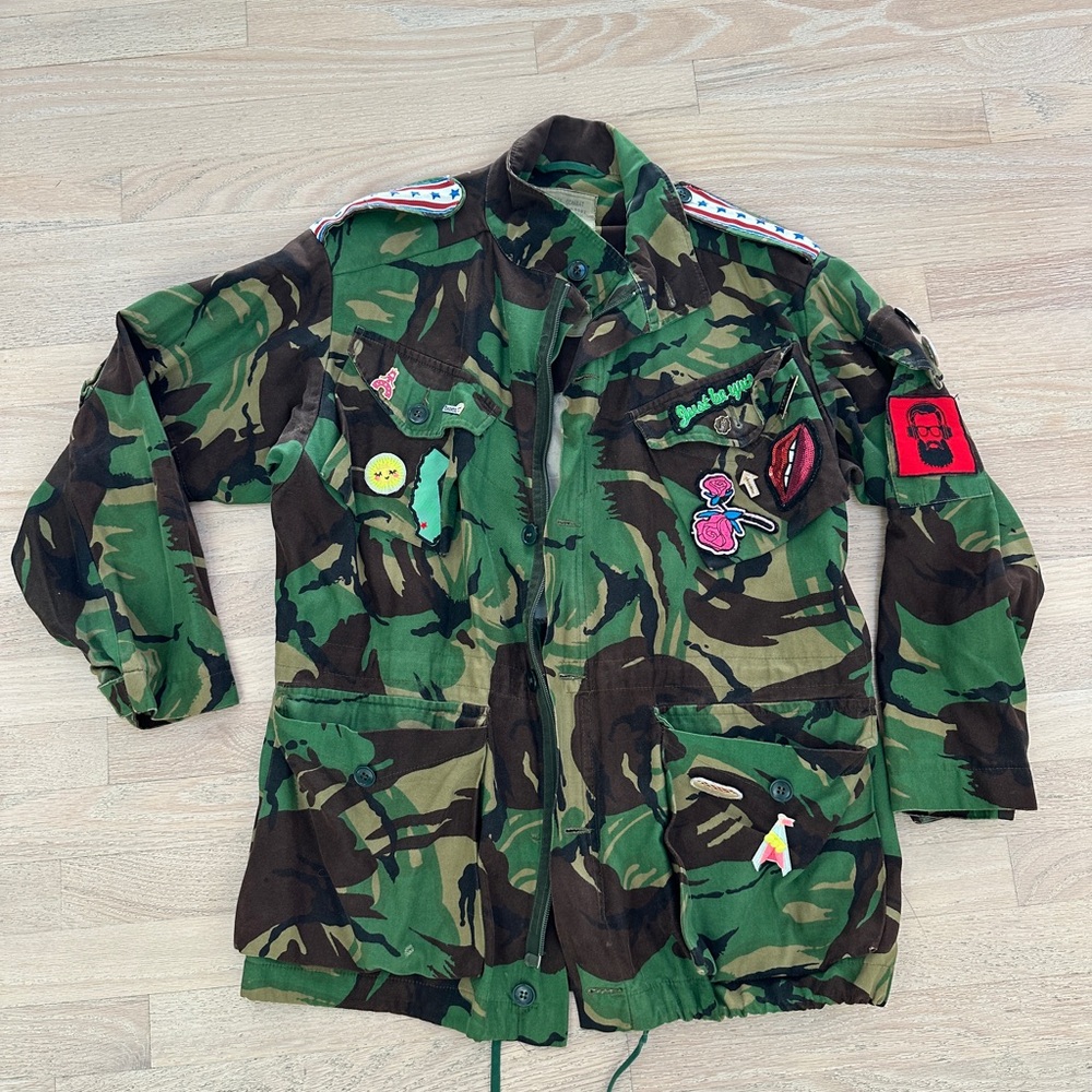 Camouflage Military Jacket with Patches